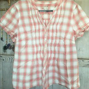 Peach plaid button up
